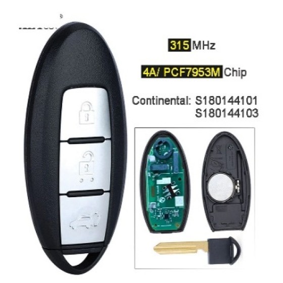 315MHz 4A PCF7953M S180144101, S180144103 285E3-4CE0C Smart Remote Key Fob for Nissan Xtrail X-Trail Rogue 2014 -2017