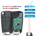 2Buttons  PCF7941 433MHZ PCF7941 HU100 Blade Corsa D