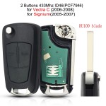 2Buttons 433MHZ PCF7946 HU100 Blade Vectra C
