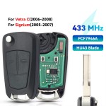 2Buttons 433MHZ PCF7946 HU43 Blade Vectra C