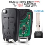 3Buttons 433MHZ PCF7946 HU43 Blade Vectra C