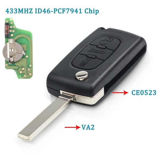 Peugeot 3BTN Sedan 434Mhz ID46 PCF7941 Remote Key
