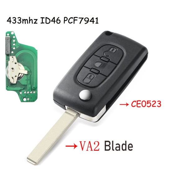 3 Buttons 433Mhz ID46 PCF7941 light Remote Car Key