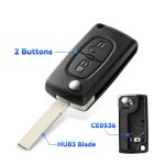 2 Buttons Folding Key Case Shell For Peugeot
