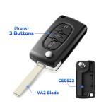 3 Button Car key Case Shell for Peugeot 3BT