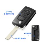 3 Button Car key Case Shell for Peugeot 3BT
