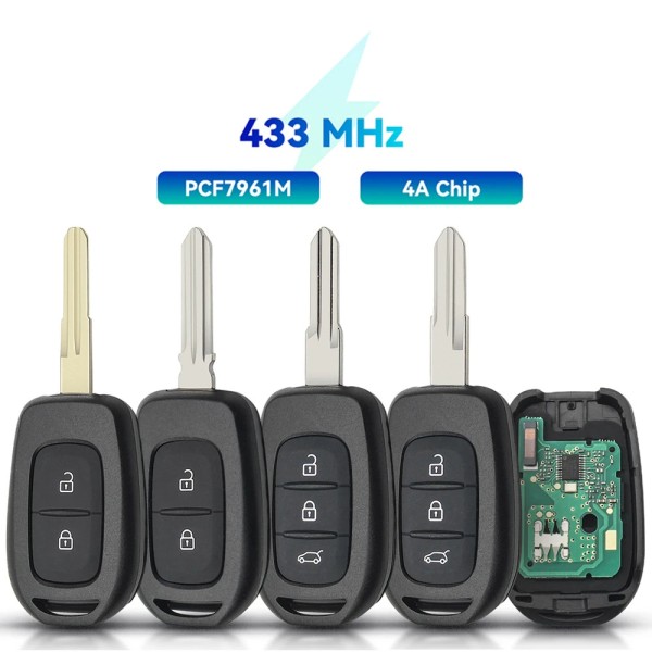 2/3 Buttons Remote Car Key 433mhz PCF7961M 4A for Renault(No logo/With logo)