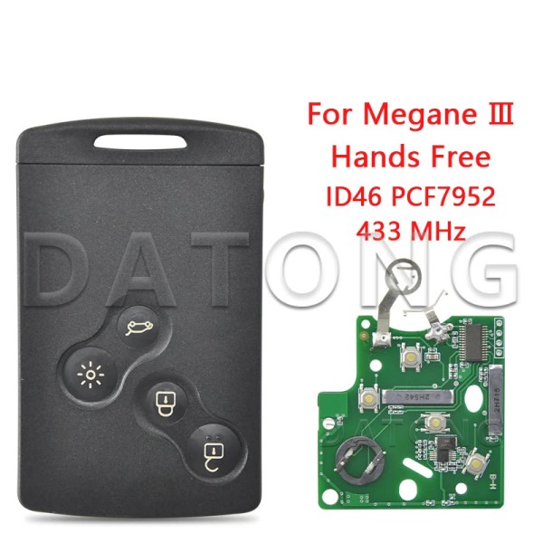 Renault ID46 7952 Koloes/4A PCF7953/ID46 7952 Megane3 Replacement Hands Free Card NSN14/VA2 Blade(No logo/With logo)