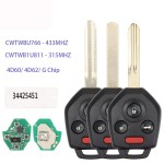 4 Button Remote Key Fob 4D60/4D62/G Chip CWTWB1U766 433/315MHz ASK (No logo)