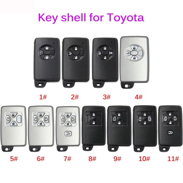 Toyota smart key shell 3/4/5 Buttons Silver/Black(No logo/With logo)