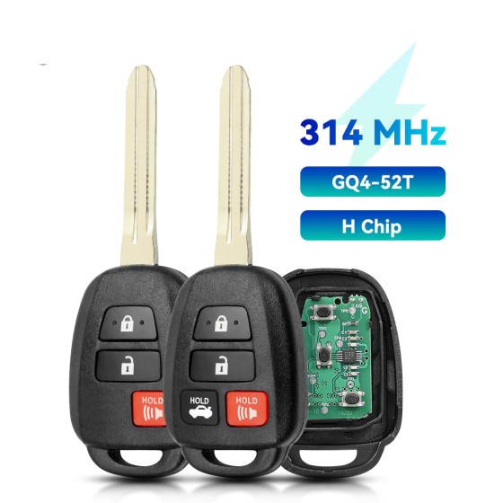 TOY 2+1/3+1 Buttons Rav4 Highlander Tacoma FCC ID: GQ4-52T 314Mhz (Without Chip/H Chip) (No logo/With logo)