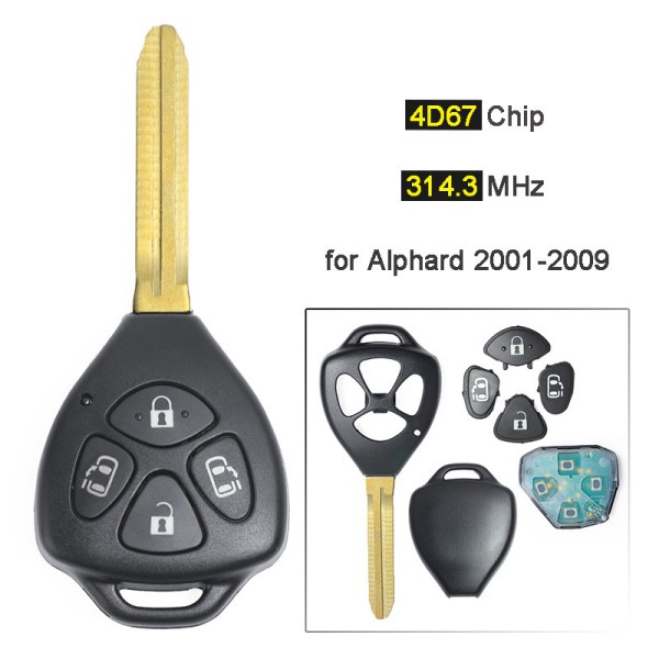 Toyota Alphard 2001-2004/2005-2009 Remote Key 314.3mhz No chip