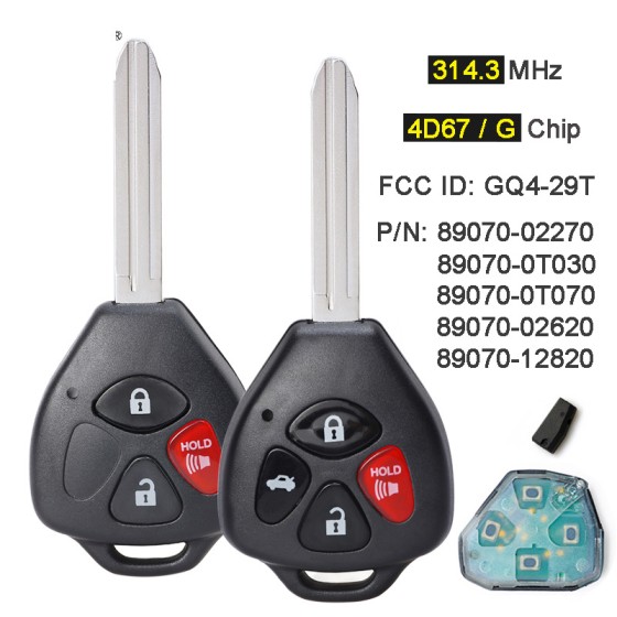 TOY 2+1/3+1 Buttons 314Mhz GQ4-29T (No Chip/G Chip/4D67 Chip) (No logo/With logo)