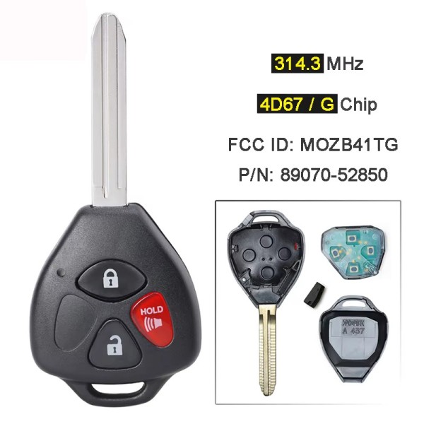 TOY 2+1 Buttons MOZB41TG / (AFTERMARKET) Chip: 4D67/G 312 MHz(No logo/With logo)