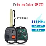 Toyota Land Cruiser Head Key / 4C or 4D67 Chip / PN: 89070-60090 / HYQ1512V(No logo/With logo)