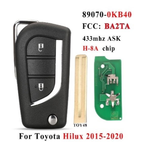 2/2+1 Buttons 89070-0KB40 FCCID BA2TA  433MHz H-8A Chip FOB For Toyota Hilux