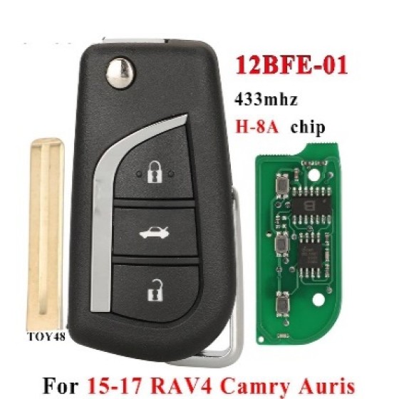 Toyota Camry RAV4 Auris 2015+ Remote Key Fob 12BFE-01 Model 433 Mhz H (8A) Chip 3 Button Car Key