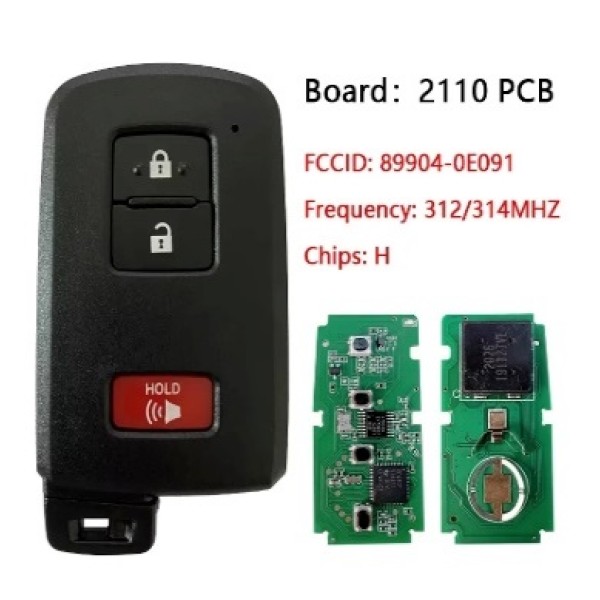 Aftermarke For 2012-2019 Toyota PriusTacoma Land Cruiser 3/4 Button Smart Key PN 89904-0E091 HYQ14FBA (AG Board 2110 PCB)