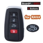 312/ 314.3MHz 8A Chip Board ID: 0351 HYQ14FBC Keyless-Go Smart Remote Key Fob for Toyota RaV4 Camry Prius 2016-2021