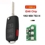 3+1 Button 315MHz ID48 Chip 1J0 959 753 AM/DC/T/P/H(No logo/With logo)