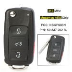 3+1 Button Keyless-Go 315MHz ID48 Chip 5K0837202AE / NBG010180T / 315 MHz(No logo/With logo)