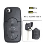 VW 2/3 Buttons remote 433Mhz ID48Chip FCC:1J0959753A