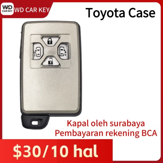 Toyota smart key shell 4 Buttons Silver(With logo)