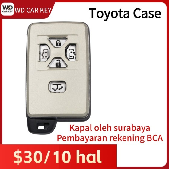Toyota smart key shell 5 Buttons Silver(With logo)