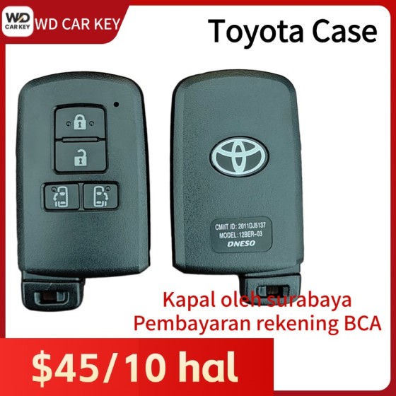 Toyota smart key shell 4 Buttons Black(use aftermareket pcb)(With logo)