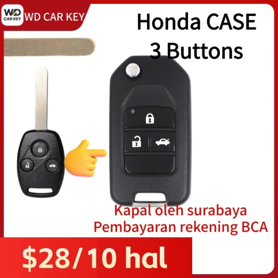 New Honda 3 Buttons Modified Folding Remote Key shell