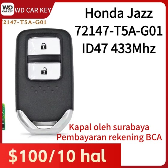 Honda HRV 2 Buttons 2014-2017 433Mhz ID47Chip 72147-T5A-G01